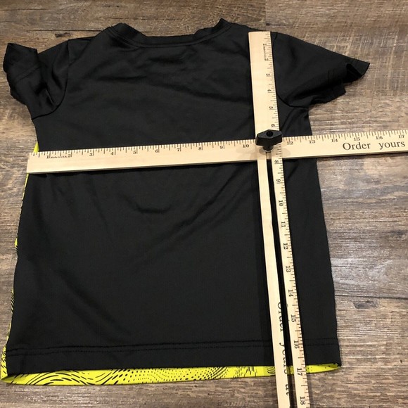 Nike Shirt Boys Medium 5/6 Black Yellow Athletic DriFit Logo Youth Kids - Picture 8 of 10